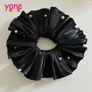 ยางมัดผมแบบตาข่ายฟูฟ่องขนาดใหญ่ สีสันสดใส ทำจากโพลีเอสเตอร์ พร้อมประดับมุก สไตล์หวานๆ สำหรับตกแต่งทรงผม - Product Image 6