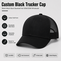 Gorra de Camionero Negra de Lujo con Logotipo Personalizado, Gorra de Béisbol con Malla Trasera y Cierre a Presión, Transpirable, Impermeable, Unisex, Promocional, para Exteriores