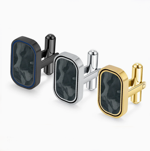 Venta Directa de Fábrica, Diseño Original, Estilo Simple, Camuflaje, Fibra de Carbono Forjada, Mancuernillas de Acero Inoxidable <span class=keywords><strong>para</strong></span> Caballero Francés - Product Image 4