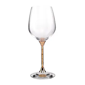 鉛フリーワイングラスゴブレットクリエイティブユニークゴールドステム赤ワイングラス飲用ガラス製品