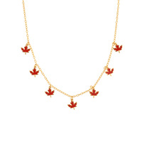 Kaitian — collier en titane et feuille d'érable pour femmes, chaîne très Fine, pendentif en émail argenté, plaqué or 18 carats, en époxy