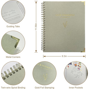 Agenda per <span class=keywords><strong>Matrimonio</strong></span> in Lino con Anelli, <span class=keywords><strong>Organizzatore</strong></span> per Sposa, Personalizzabile con Logo, Quaderno per Pianificazione <span class=keywords><strong>Matrimonio</strong></span> OEM - Product Image 3