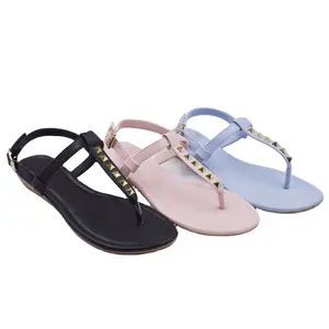 Wholesale New Design Rivet Stud Flip Flop And Wedges Ladies Sandals