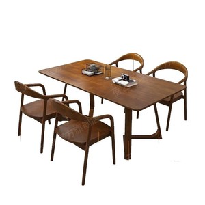 Juego de mesa y sillas de comedor de madera maciza de nogal, moderno, minimalista, para uso doméstico, apartamento pequeño, habitación de alquiler, muebles. - Product Image 2