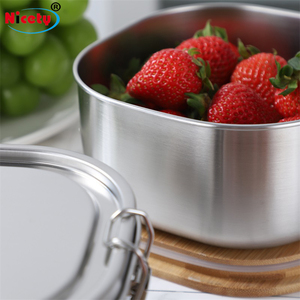 Thép không gỉ Hộp Ăn Trưa với nắp tre hoặc nắp thép cho trẻ em thép không gỉ <span class=keywords><strong>Snack</strong></span> hộp đựng thức ăn cho các trường học/làm việc - Product Image 5