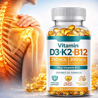 Capsules de Vitamine D3 K2 MK7 B12 à Haute Puissance, Marque Privée OEM, Favorise la Santé des Os, du Cœur et du Système Immunitaire, Complément Alimentaire Quotidien