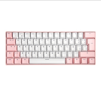 Produsen Keyboard Profesional Kustom Pink Spanyol 61 Tombol Keyboard Mekanik Keycaps Tembus Cahaya Merah Muda Keyboard Gaming Rgb