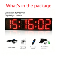 Grande horloge LED de 10 pouces de haut format HH:MM:SS, chronomètre à compte à rebours numérique étanche pour les sports de marathon en plein air