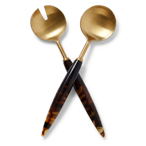 Ensemble de couverts en acier inoxydable poli or de luxe avec manche en résine, parfait pour les mariages et les dîners en restaurant - Product Image 1