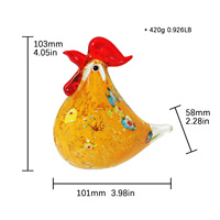 Miniature de coq en cristal jaune poli, écologique, sculptée à la main, personnalisable, soufflée à la bougie, décoration moderne pour la maison, Noël