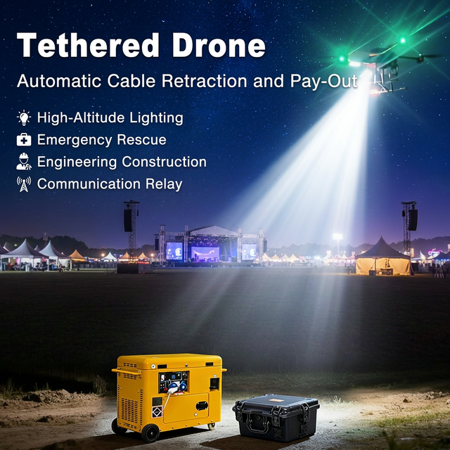 High-Altitude Emergency Lighting Tethered Drone System for Outdoor Events and Stadium Security Cleaning Drone