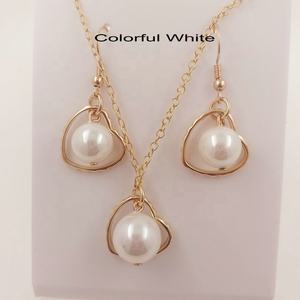 Conjunto de pendientes de perlas hawaianas con colgante de corazón, juego de joyería tribal de oro, anillo liso lleno de oro, pulsera, brazalete para mujer - Product Image 5