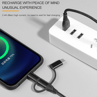 Logo OEM lumière Micro Type C 3 en 1 Nylon tressé USB câble de données de charge chaud pour iPhone Android tous les téléphones portables compatibles IOS