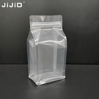 JIJID Sachet alimentaire personnalisé en plastique transparent, à fond plat, avec fermeture éclair et poignée, pour riz et farine, scellé sur huit côtés, givré