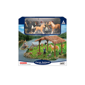 Nouveaux Produits chauds 2 mixtes BRICOLAGE miniature <span class=keywords><strong>cabane</strong></span> jouer en <span class=keywords><strong>plastique</strong></span> jouet animal ferme ensemble pour les enfants - Product Image 2