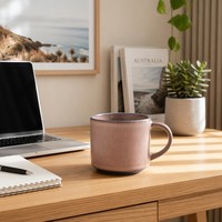 Tasse à café en céramique grès écologique mouchetée 12oz, texture naturelle, base contrastante, compatible micro-ondes et lave-vaisselle, vente en gros