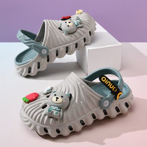 Qinuo Women's <b>Clogs</b> EVA Bear Design Soft Summer Slippers Breathable Non Slip Outdoor Wear 35-40 Beige Pink Gray White - Product Image 2