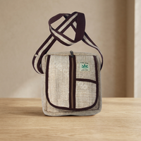 Sac à bandoulière unisexe Asterisk Susan en coton avec doublure en lin, deux sangles, motif boîte naturel, en chanvre, poche à fermeture éclair unique, tendance