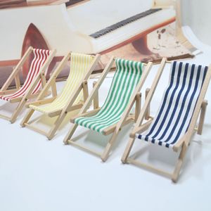 Miniatura 1:12 de Silla de Playa Plegable de Lona para Casa de Muñecas, Juguete Decorativo, Silla de Descanso - Product Image 6