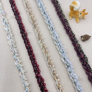 Nhà Máy Bán Hàng Trực Tiếp Tùy Chỉnh 1.5Cm Tweed May Cạnh Ribbon Trims Màu Đỏ Vàng Màu Xanh Đính Cườm Ren Với Mô Hình Sọc - Product Image 1