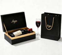 Boîte cadeau en papier mat de luxe avec logo personnalisé, ensemble de vin, boîte à champagne, whisky, vin rouge, boîte d'emballage pour bouteille de vin et verre