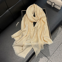 Hijab en jacquard de qualité supérieure, châle en polyester imitation soie dorée, écharpe respirante anti-UV pour femmes