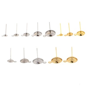 Stainless Steel Pearl <b>Holder</b> Bowl <b>Hat</b> Studs Gold Plated For Jewelry Making DIY Accessories 8mm Size - Product Image 1