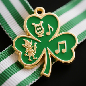 Huy chương lễ hội thiết kế Shamrock xanh ngày Thánh Patrick tùy chỉnh, chất lượng cao cấp, mạ vàng, in UV, men mềm - Product Image 5