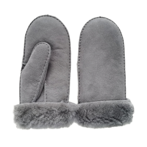 Mitaines en peau de mouton cousues à la main pour hommes, doublure en fourrure, double face, pour l'<span class=keywords><strong>hiver</strong></span> et l'extérieur - Product Image 2