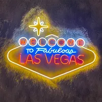 GOLDMORE1 dekoratif eye-catching neon dinding koboi kasino tanda led Las Vegas skyline tanda Neon