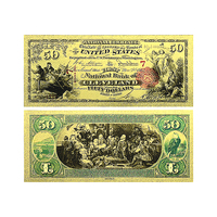 Billet de banque vintage en dollars américains 1863-1935, style or 24 carats - 5 exemplaires de collection américains Billets de banque décoratifs historiques recto-verso 15,5x6,5 cm