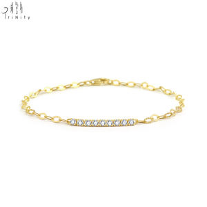 Pulsera de diseño de cadena fina de alta calidad y a la moda, oro sólido de 18 quilates, diamante natural real, pulsera ajustable, regalo de cumpleaños para niñas - Product Image 1