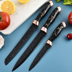 Hot Selling Toallwin <span class=keywords><strong>Chinese</strong></span> Stijl Roestvrijstalen Keukenmessenset 6 Stuks Houtnerf Coating Keukenmessen Accessoires - Product Image 6