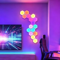 Panneaux muraux LED RGB ABS blancs, télécommande, hexagonaux modernes, alimentation USB, lumières de jeu intelligentes via APP, modulaires extensibles pour chambre à coucher