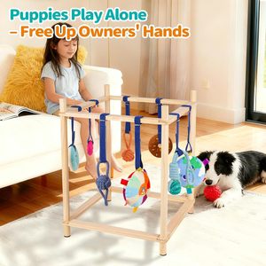Étagère en bois pour jouets d'animaux, support de jeu interactif pour chien, support de suspension et d'entraînement pour jouets, étagère de rangement pour fournitures pour animaux - Product Image 2