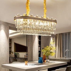 Lustre en cristal doré avec source lumineuse LED, culot E26, en acier inoxydable, télécommande pour salon, AC 220V, intensité variable, haute luminosité - Product Image 5