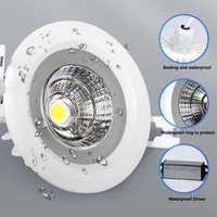 Spot encastré de plafond LED COB anti-éblouissement rond étanche IP65 5W 7W 12W 15W pour hôtel, toilettes, sauna, salle de bain