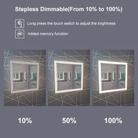 Miroir de salle de bain LED doré pour hôtel, écran tactile, miroir mural rectangulaire décoratif avec miroir de salle de bain LED en métal avec éclairage