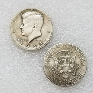 Moneta Americana Kennedy 1966 Placcata Argento, Artigianato <span class=keywords><strong>Antico</strong></span>, Forma 3D con Taglio a Stampo - Product Image 3