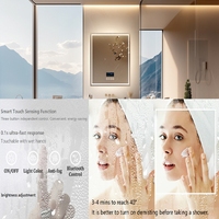 Miroir de salle de bain intelligent LED 32 "avec haut-parleur Bluetooth Miroir de courtoisie rétroéclairé 3 couleurs Affichage anti-buée pour une utilisation en salon