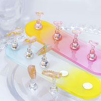 Vente en gros de porte-ongles Aurora de couleur dégradée, ensemble de 5 étagères longues en or et argent, support pour la pratique des faux ongles, affichage de la formation au gel UV
