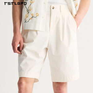 Pantalones Cortos Casuales para Hombre, Cintura Media, Doble Pliegue, Largura hasta la Rodilla, Tela Satén, Estilo Uniforme de Oficina - Product Image 2