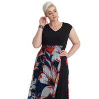 Robe de soirée plissée à imprimé Floral pour femmes, grande taille, col en V, robe de bal formelle
