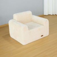 Modernes Kunstfell-Ecksofa Einsitzer Abnehmbarer & Waschbarer Bezug Nicht-Aufblasbar für Schlafzimmer/Wohnzimmer/Büro
