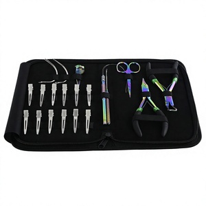Kit d'outils d'extension de cheveux en acier professionnel perles pince à sertir enlèvement pince tirant crochet ensemble boucle Clips outil de séparation - Product Image 1