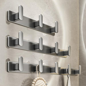 Heaven And Earth Fish Ganchos para batas montados en la pared, 6 ganchos, níquel cepillado, diseño moderno, no requiere perforación, para baño y cocina - Product Image 1