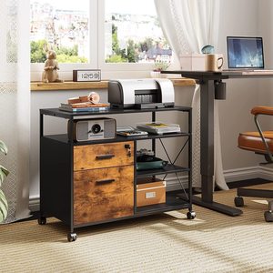 Gỗ vải bên hồ sơ tập tin Tủ 3 ngăn kéo di động cán máy in đứng với lưu trữ mở kệ - Product Image 2