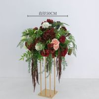 Bruinrode ivoorwitte roos groene hortensia bruidsboog zijden bloemen voor afstuderen bruinrode boog bloemen nieuw ontwerp