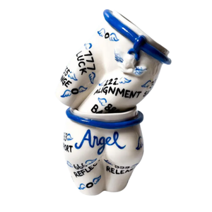 Taza de cerámica hecha a mano con número de Ángel y pintada a mano, taza de café con forma de cuerpo estético, taza ancha creativa, regalo para ella/él - Product Image 5