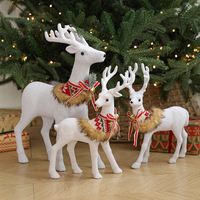 Grande Décoration de Noël en forme de Cerf Blanc avec Nœud et Clochette, pour Vitrine de Centre Commercial
